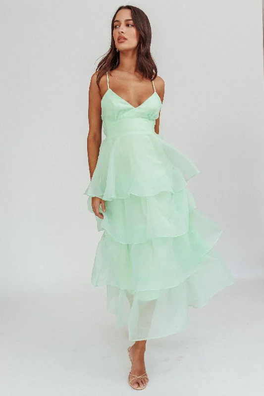 Midi dresses with animal prints for a bold and confident appearance Made For You Tiered Ruffle Midi Dress Mint Midi dresses with animal prints for a bold and confident appearance Made For You Tiered Ruffle Midi Dress Mint