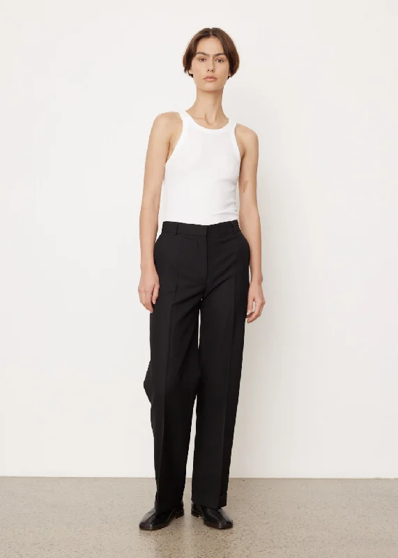Straight - Leg Women's Vegan Leather Pants for a Chic LookTailored Suit Trousers
