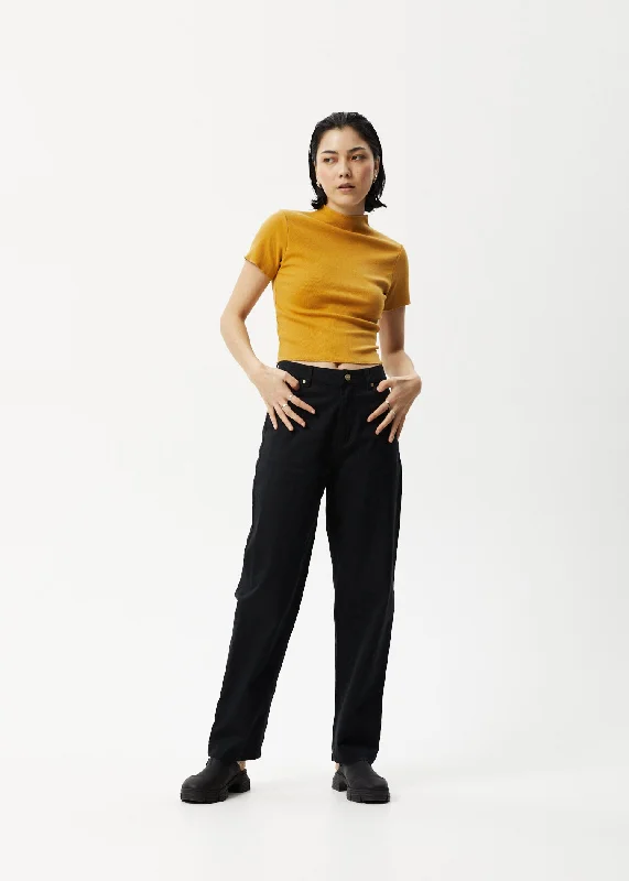 Tapered Leg Women's Wool Blend Trousers for WinterAFENDS Womens Shelby - Wide Leg Pants - Black Tapered Leg Women's Wool Blend Trousers for WinterAFENDS Womens Shelby - Wide Leg Pants - Black