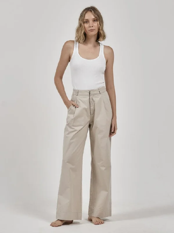 Tapered Leg Women's Wool Blend Trousers for WinterArtist Pleated Chino Pant - Pavement Tapered Leg Women's Wool Blend Trousers for WinterArtist Pleated Chino Pant - Pavement