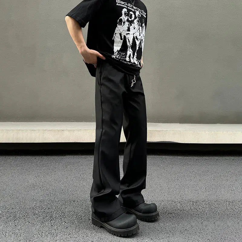 Black Straight Leg Casual Pants