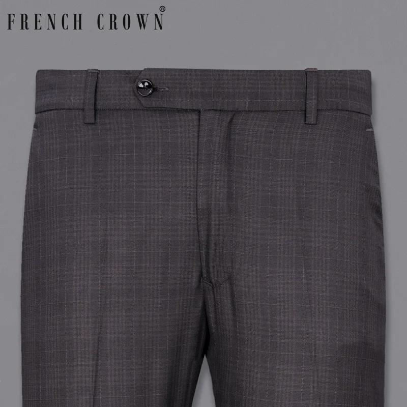 Charcoal Brown Plaid Pant