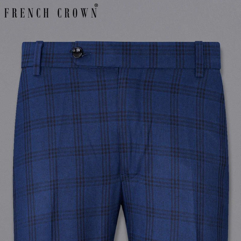 Dark Byzantium Blue Plaid Pant