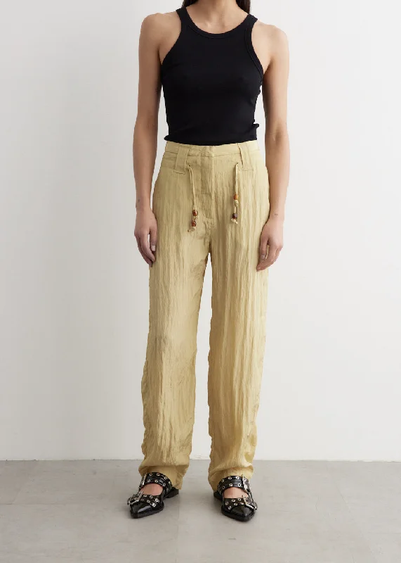 Flare Leg Women's Satin Trousers for a Glamorous Night OutShiny Tech Pants