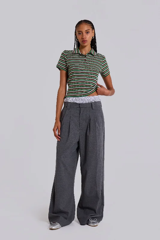 Plus Size Women's Elastic - Waist Culottes in Earth TonesGoliath Grey Suit Pants