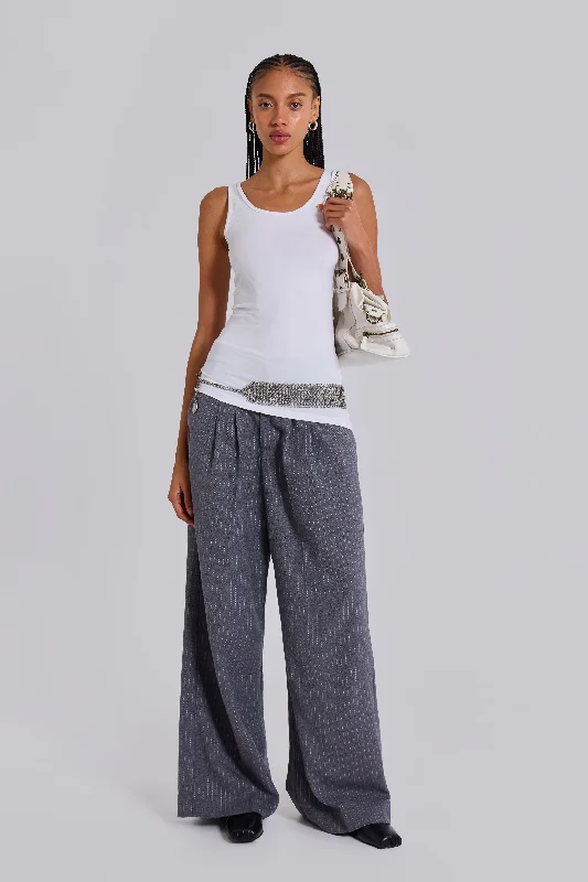 Plus Size Women's High - Waisted Bootcut Jeans in Distressed StyleGoliath Light Grey Pinstripe Suit Pants Plus Size Women's High - Waisted Bootcut Jeans in Distressed StyleGoliath Light Grey Pinstripe Suit Pants