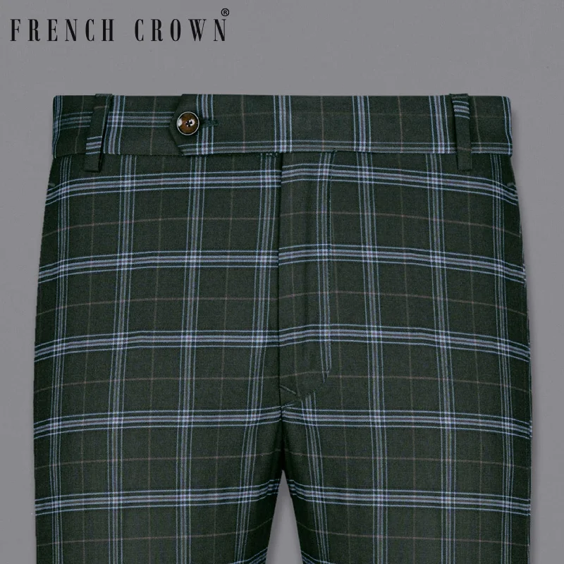 Log Cabin Green Super fine Windowpane Wool Rich Pant