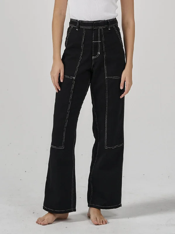 Flare Leg Women's Satin Trousers for a Glamorous Night OutMiter Pant - Black