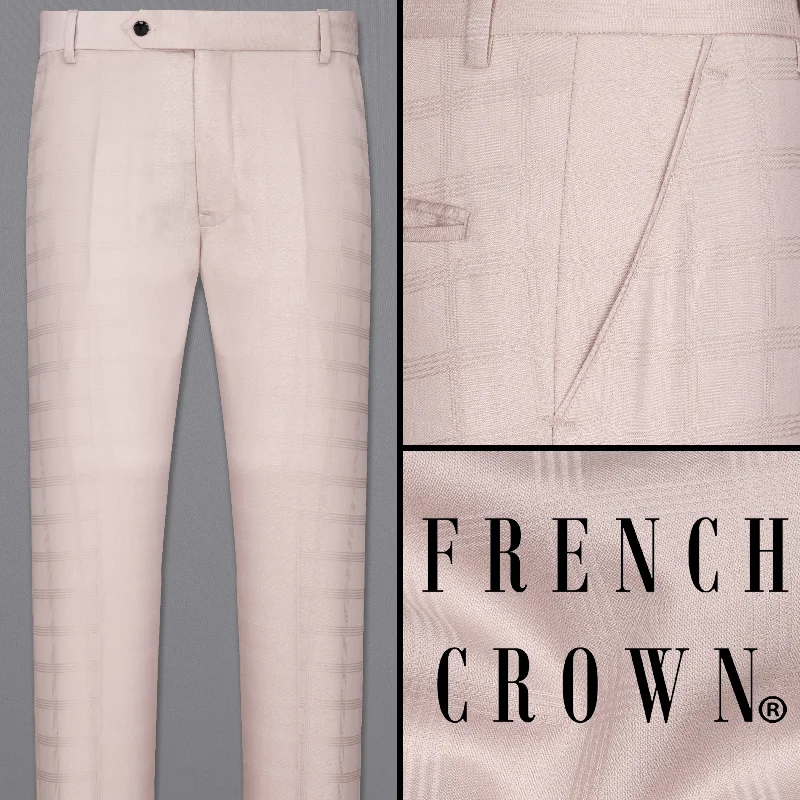 Pale Slate Peach Subtle Checkered Pant