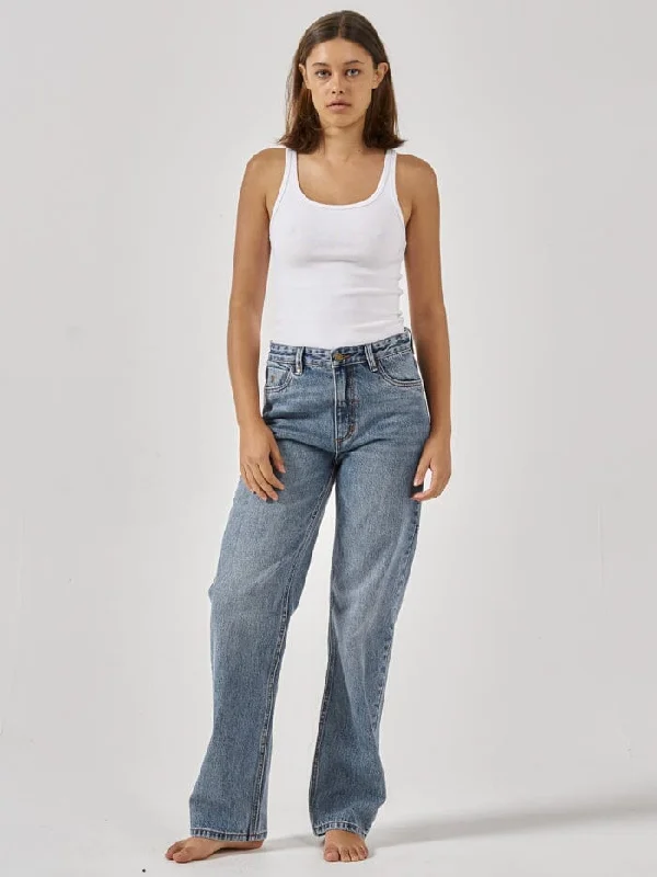 Bell - Bottom Style Women's Denim Pants with Embroidered DetailsRachel Jean - Weathered Blue Bell - Bottom Style Women's Denim Pants with Embroidered DetailsRachel Jean - Weathered Blue