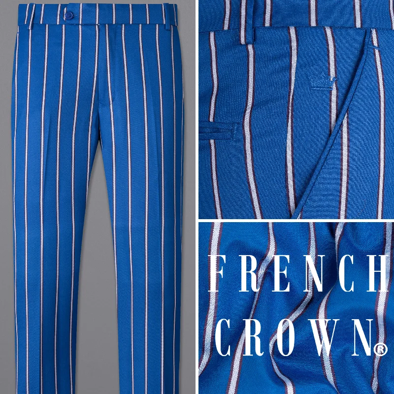 Royal Azure with wenge colour Striped Pant