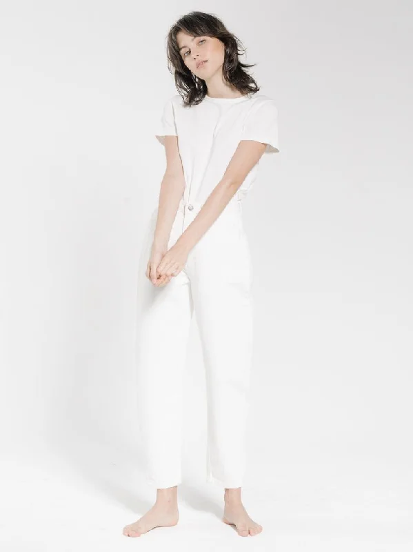 Straight - Leg Women's Vegan Leather Pants for a Chic LookSabina Jean - Optic White