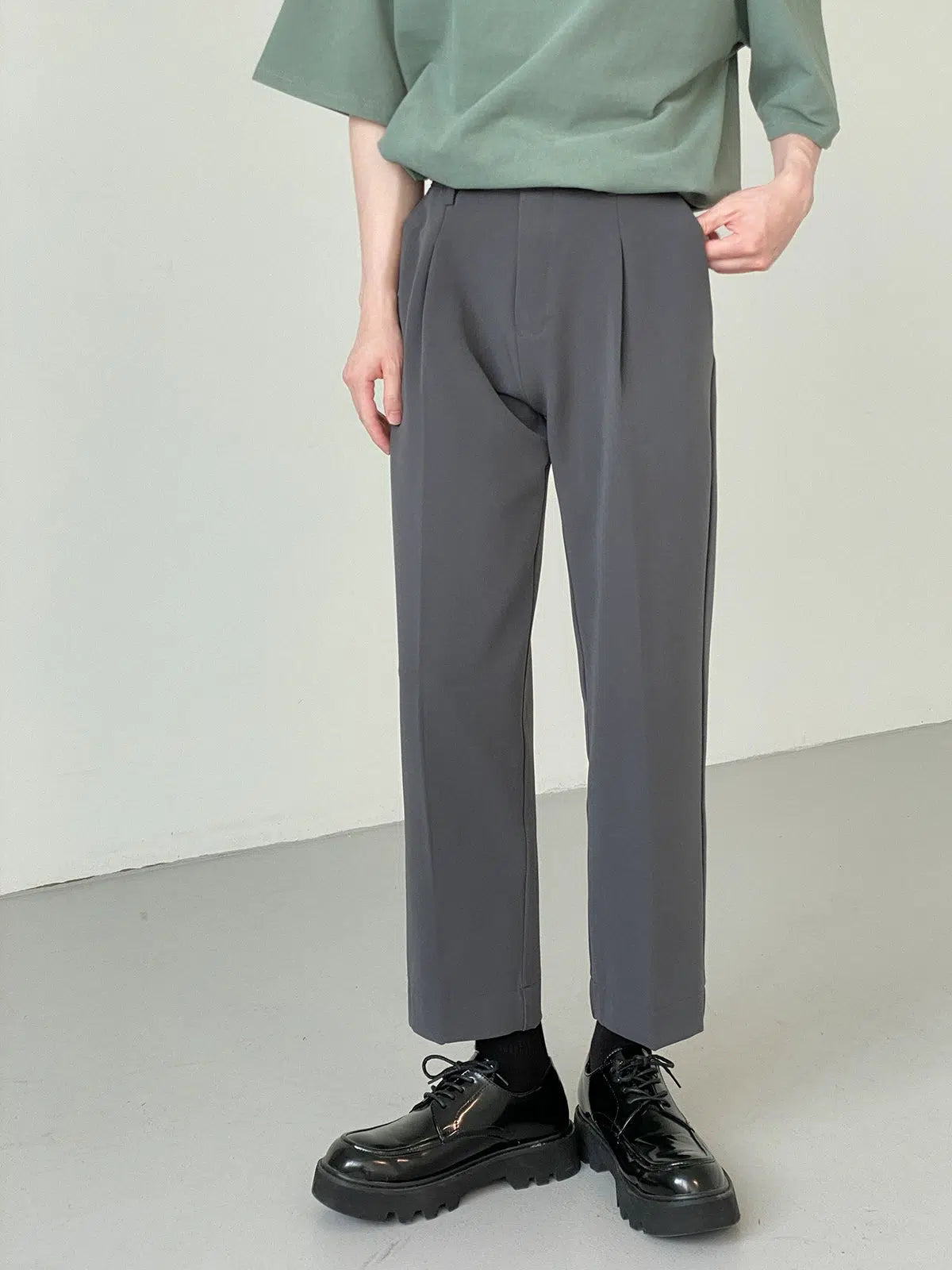 Semi-elastic Waist Straight Suit Pants