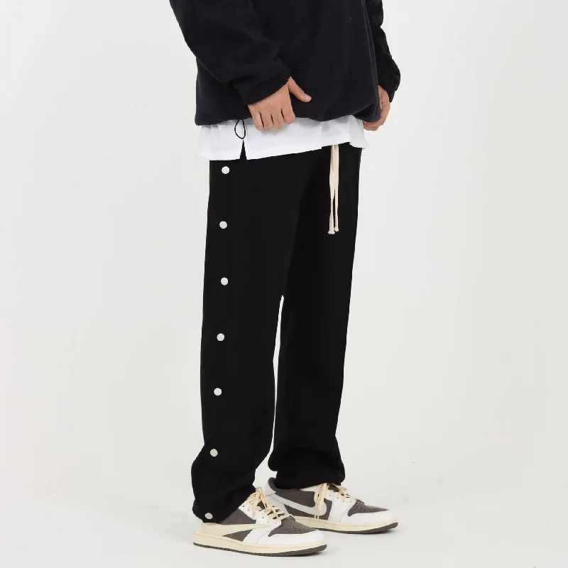 Side Buttons Suede Sport Pants