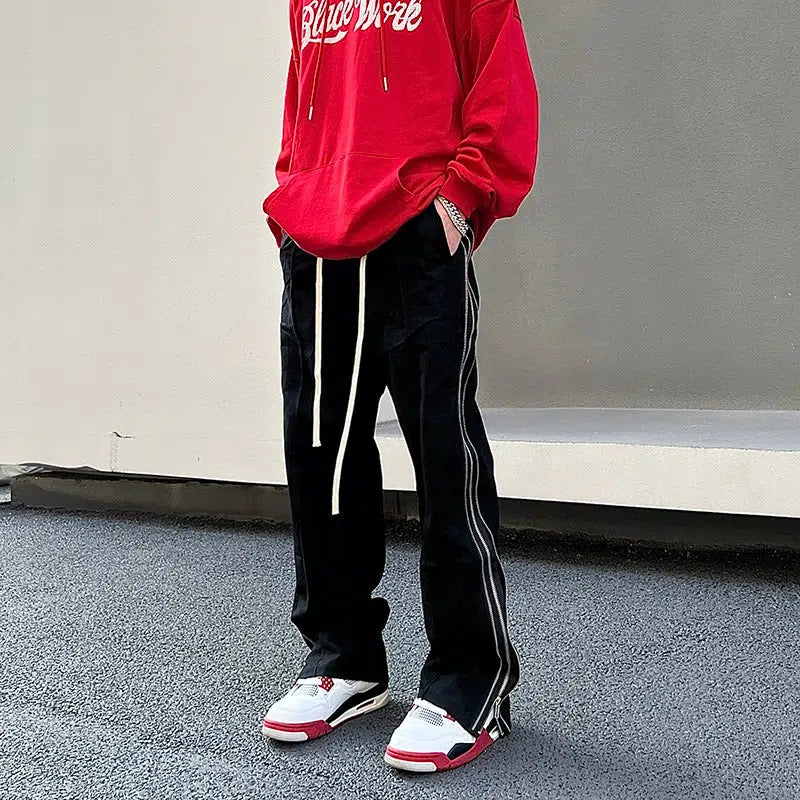 Side Zip Drawstring Track Pants