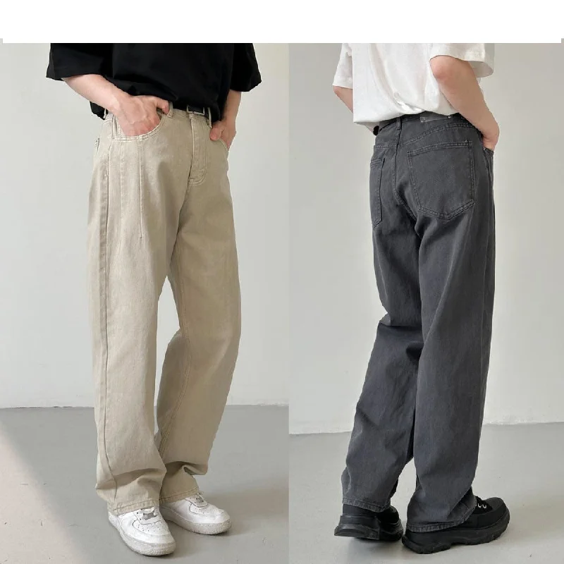 Stacked Crisp Washed Straight-leg Pants