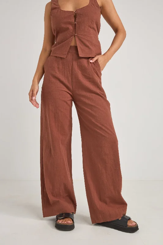 Plus Size Women's Metallic - Finish Joggers for a Stylish LoungeStevie Wide Leg Pant Coffee