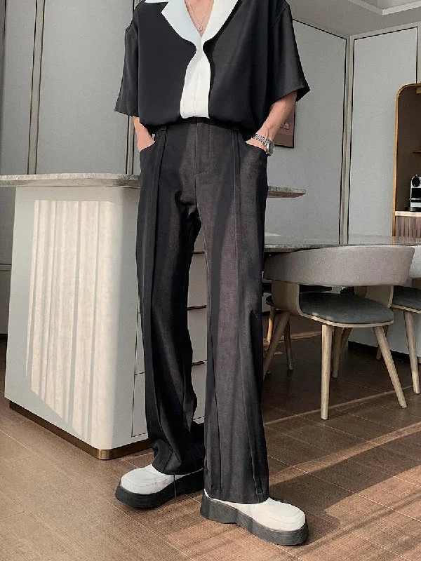 Straight-leg Drape Pleated Trousers