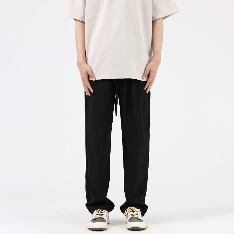 Thin Ice Silk Straight Drawstring Pants