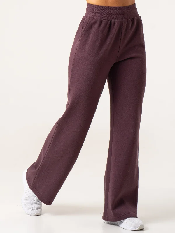 Plus Size Women's Drawstring - Waist Loungewear Pants in Soft FabricsWide Leg Track Pants - Plum Plus Size Women's Drawstring - Waist Loungewear Pants in Soft FabricsWide Leg Track Pants - Plum