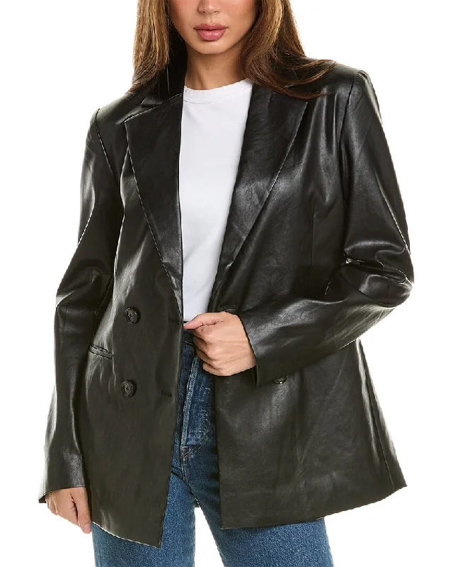Plus Size Women's Cropped Velvet Blazers in Burgundy for a Night Out7 For All Mankind Wrap Blazer