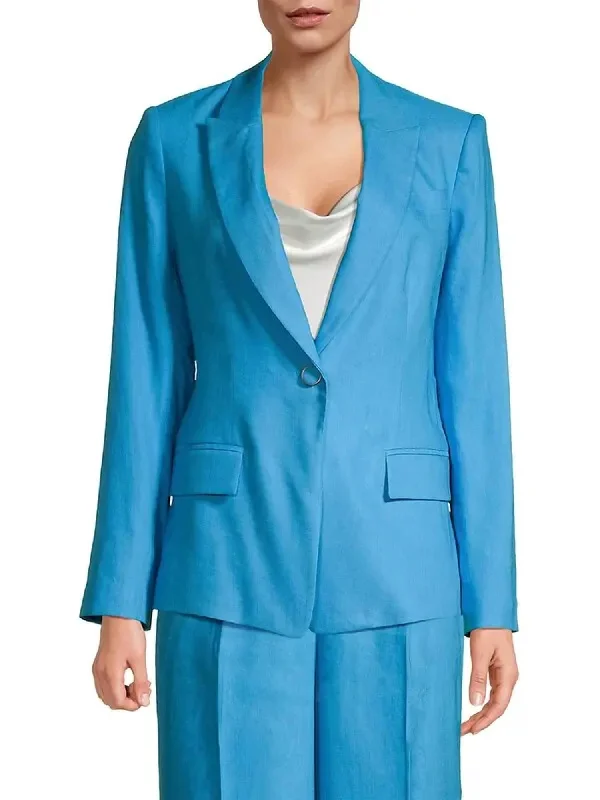 Plus Size Women's Double - Breasted Wool Blazers for Winter Office WearAvery Linen Blazer In Sky Blue Plus Size Women's Double - Breasted Wool Blazers for Winter Office WearAvery Linen Blazer In Sky Blue