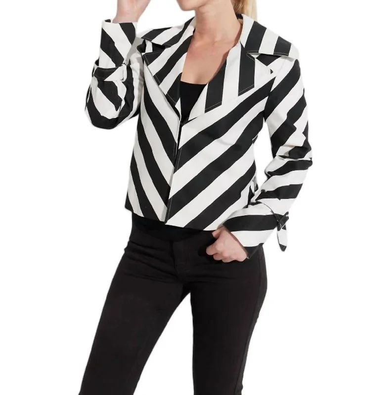 Bias Stripe Twill Jacket In Black/white