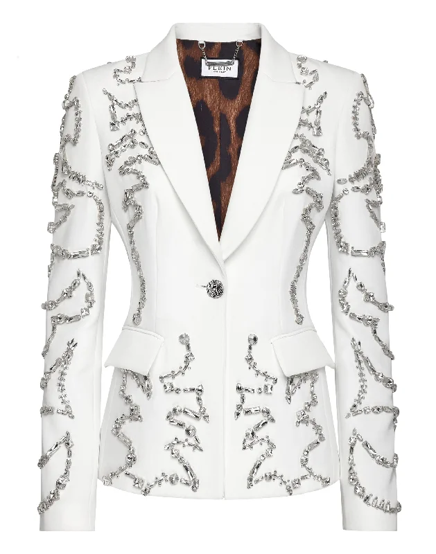 Single - Breasted Women's Linen Blend Blazers in Earth Tones for Casual WearCady Superheroine Blazer Crystal Single - Breasted Women's Linen Blend Blazers in Earth Tones for Casual WearCady Superheroine Blazer Crystal