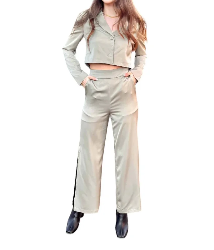 Plus Size Women's Double - Breasted Wool Blazers for Winter Office WearConquering Goals Blazer And Trouser Set In Moss Plus Size Women's Double - Breasted Wool Blazers for Winter Office WearConquering Goals Blazer And Trouser Set In Moss