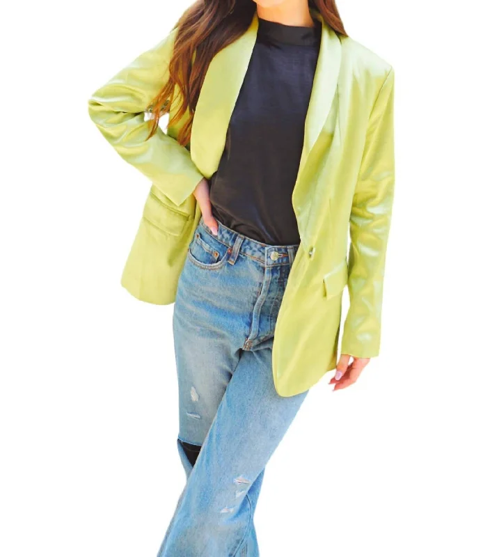 Double - Breasted Women's Polyester Blazers in Bright Colors for a Fun StyleElectric Blazer In Lime Green Double - Breasted Women's Polyester Blazers in Bright Colors for a Fun StyleElectric Blazer In Lime Green