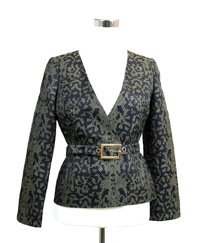 Plus Size Women's Sequin - Embellished Blazers in Silver for a Glamorous PartyGucci Women's Cotton Silk Acrylic Print Belt Runway Blazer Jacket Plus Size Women's Sequin - Embellished Blazers in Silver for a Glamorous PartyGucci Women's Cotton Silk Acrylic Print Belt Runway Blazer Jacket