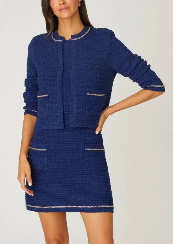 Plus Size Women's Sequin - Embellished Blazers in Silver for a Glamorous PartyMaeve Knit Jacket In Deep Blue Plus Size Women's Sequin - Embellished Blazers in Silver for a Glamorous PartyMaeve Knit Jacket In Deep Blue