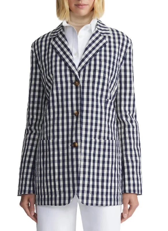 Plus Size Women's Embroidered Blazers in Floral Patterns for a Feminine TouchPatch Pocket Single Breasted Jacket In Blue Multi Plus Size Women's Embroidered Blazers in Floral Patterns for a Feminine TouchPatch Pocket Single Breasted Jacket In Blue Multi