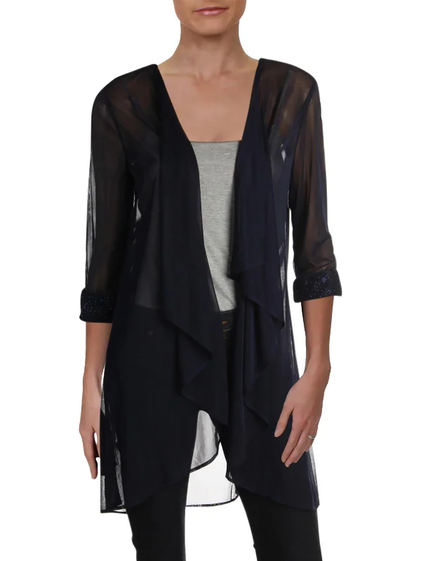 Women's Slim - Fit Blazers in Charcoal Gray for a Professional AppearancePetites Womens Mesh Sheer Topper Jacket Women's Slim - Fit Blazers in Charcoal Gray for a Professional AppearancePetites Womens Mesh Sheer Topper Jacket
