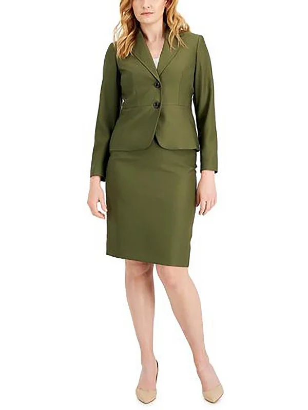 Petites Womens Notch Collar Professional Two-Button Blazer