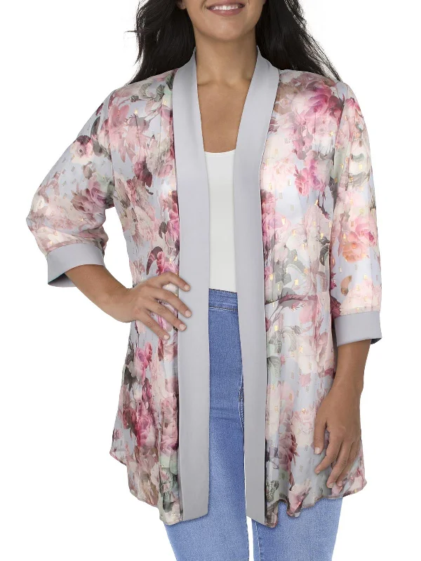 Plus Size Women's Embroidered Blazers in Floral Patterns for a Feminine TouchPlus Womens Chiffon Sheer Duster Blazer Plus Size Women's Embroidered Blazers in Floral Patterns for a Feminine TouchPlus Womens Chiffon Sheer Duster Blazer