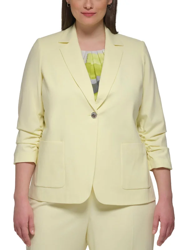 Plus Size Women's Sequin - Embellished Blazers in Silver for a Glamorous PartyPlus Womens Crepe One-Button Blazer Plus Size Women's Sequin - Embellished Blazers in Silver for a Glamorous PartyPlus Womens Crepe One-Button Blazer