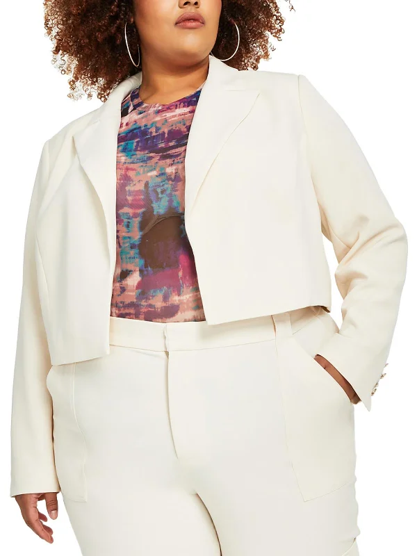 Plus Size Women's Double - Breasted Wool Blazers for Winter Office WearPlus Womens Crepe Open-Front Blazer Plus Size Women's Double - Breasted Wool Blazers for Winter Office WearPlus Womens Crepe Open-Front Blazer