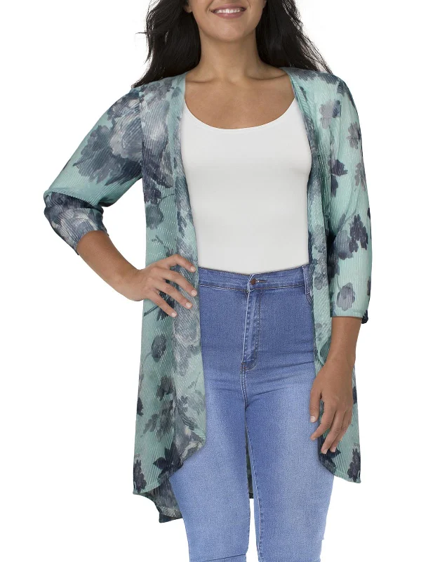 Plus Size Women's Embroidered Blazers in Floral Patterns for a Feminine TouchPlus Womens Crinkled Floral Duster Blazer Plus Size Women's Embroidered Blazers in Floral Patterns for a Feminine TouchPlus Womens Crinkled Floral Duster Blazer
