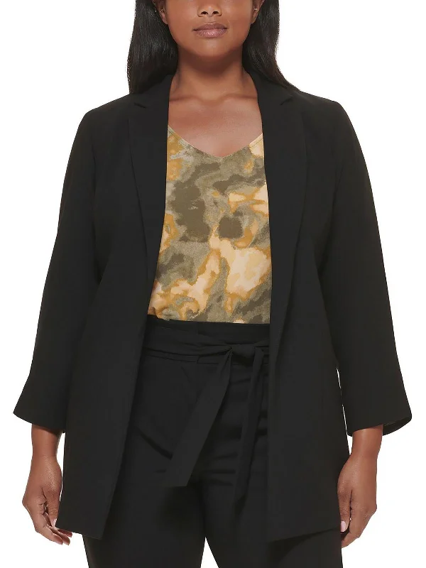 Plus Size Women's Embroidered Blazers in Floral Patterns for a Feminine TouchPlus Womens Dressy Ruched Open Front Plus Size Women's Embroidered Blazers in Floral Patterns for a Feminine TouchPlus Womens Dressy Ruched Open Front