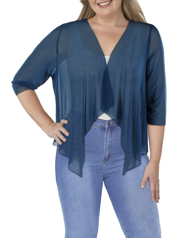Plus Size Women's Ruffled Blazers in Pink for a Girly and Fashionable LookPlus Womens Knit Asymmetric Bolero Plus Size Women's Ruffled Blazers in Pink for a Girly and Fashionable LookPlus Womens Knit Asymmetric Bolero