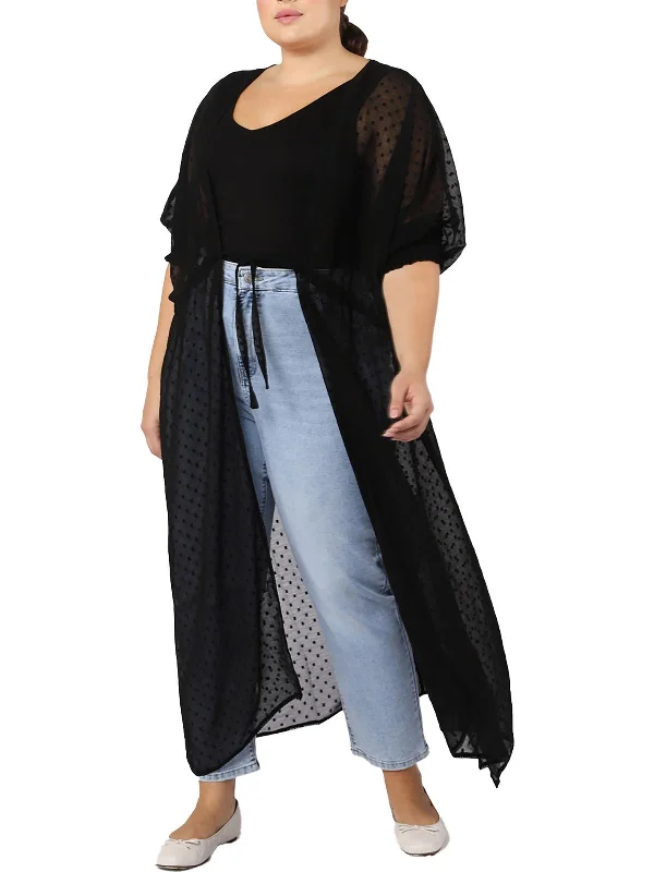 Plus Size Women's Faux Fur - Trimmed Blazers in Black for a Luxurious LookPlus Womens Layer Textured Duster Blazer Plus Size Women's Faux Fur - Trimmed Blazers in Black for a Luxurious LookPlus Womens Layer Textured Duster Blazer