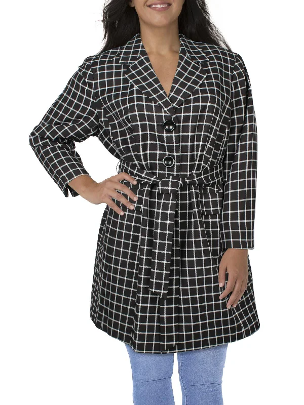Plus Size Women's Sequin - Embellished Blazers in Silver for a Glamorous PartyPlus Womens Window Pane Polyester Double-Breasted Blazer Plus Size Women's Sequin - Embellished Blazers in Silver for a Glamorous PartyPlus Womens Window Pane Polyester Double-Breasted Blazer