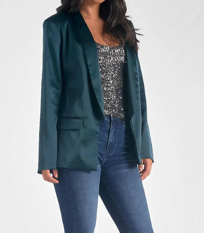 Satin Blazer In Pine Green