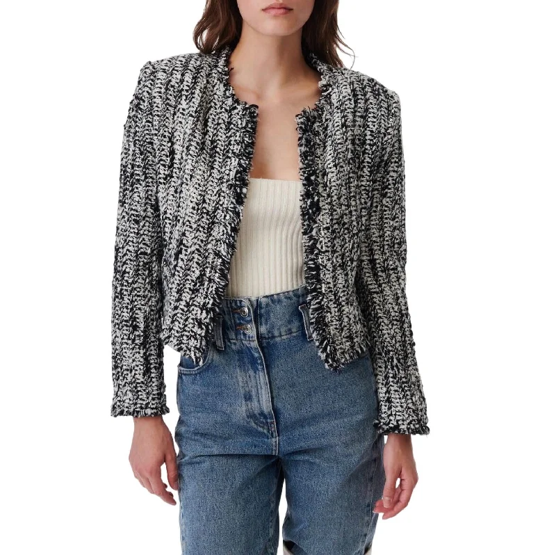 Single - Breasted Women's Tweed Blazers with Gold Buttons for a Classic LookSilgo Jacket In Black And White Single - Breasted Women's Tweed Blazers with Gold Buttons for a Classic LookSilgo Jacket In Black And White