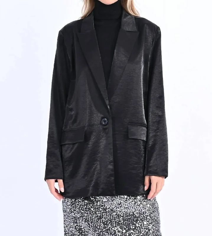 Single - Breasted Women's Linen Blend Blazers in Earth Tones for Casual WearWide Satin Blazer In Black Single - Breasted Women's Linen Blend Blazers in Earth Tones for Casual WearWide Satin Blazer In Black