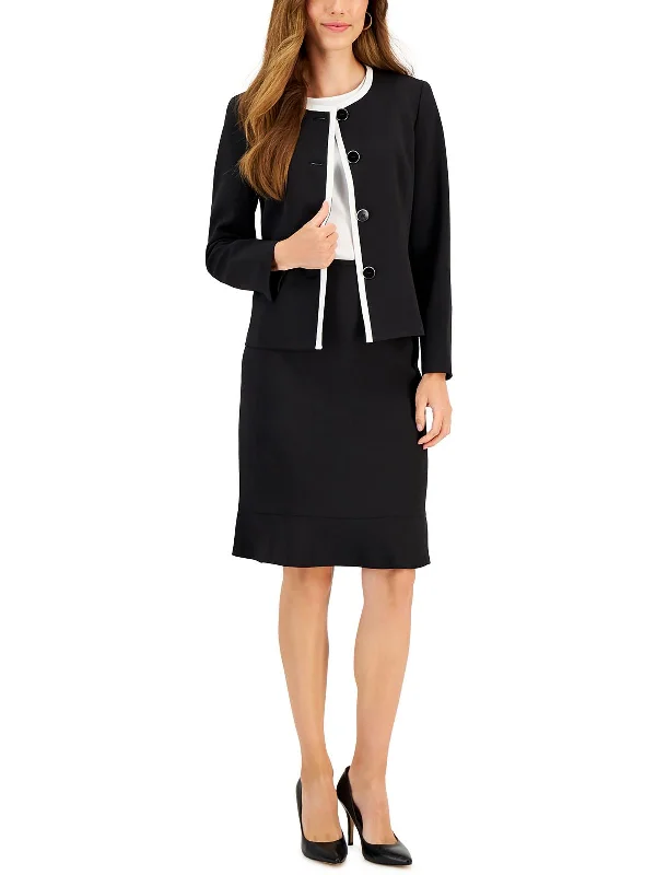 Women's Slim - Fit Blazers in Charcoal Gray for a Professional AppearanceWomens Contrast Trim Business Collarless Blazer Women's Slim - Fit Blazers in Charcoal Gray for a Professional AppearanceWomens Contrast Trim Business Collarless Blazer