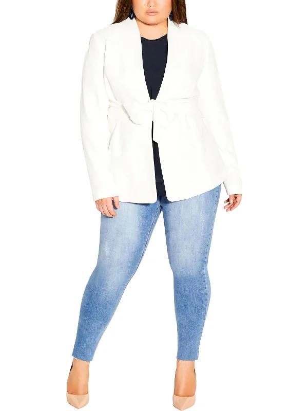 Women's Tailored Stretch Blazers in Navy Blue for Business MeetingsWomens Knit Textured Open-Front Blazer Women's Tailored Stretch Blazers in Navy Blue for Business MeetingsWomens Knit Textured Open-Front Blazer