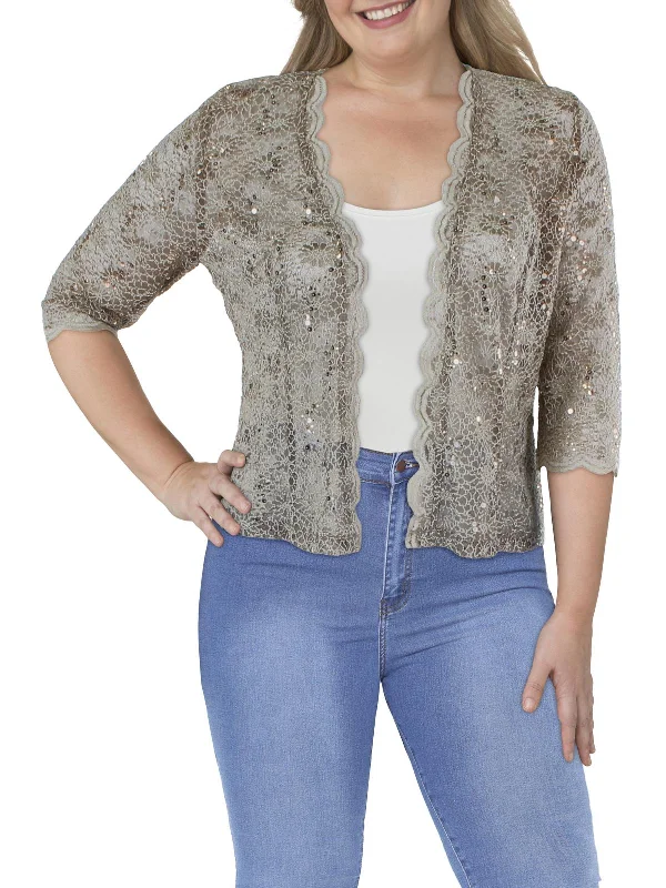 Women's Slim - Fit Blazers in Charcoal Gray for a Professional AppearanceWomens Lace 3/4 Sleeves Topper Jacket Women's Slim - Fit Blazers in Charcoal Gray for a Professional AppearanceWomens Lace 3/4 Sleeves Topper Jacket