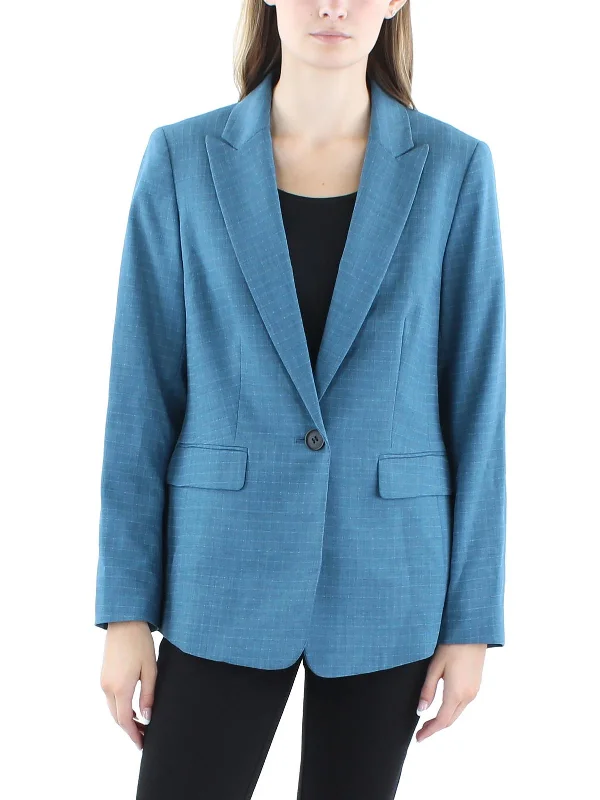 Women's Tailored Stretch Blazers in Navy Blue for Business MeetingsWomens Notch Collar Work Wear One-Button Blazer Women's Tailored Stretch Blazers in Navy Blue for Business MeetingsWomens Notch Collar Work Wear One-Button Blazer